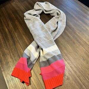 Gap Knit Scarf Pink gray Striped  womens 16" by 76" women's one size winter
